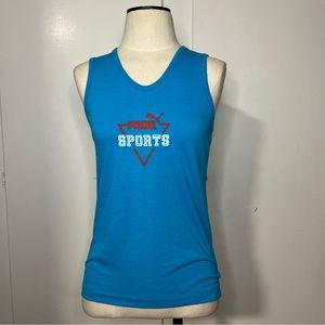 Vintage 80s Puma Blue Sporty Logo Womens Tank Top